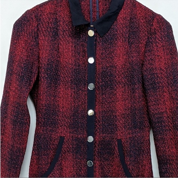 MAJE plaid red overcoat dress - Picture 8 of 9